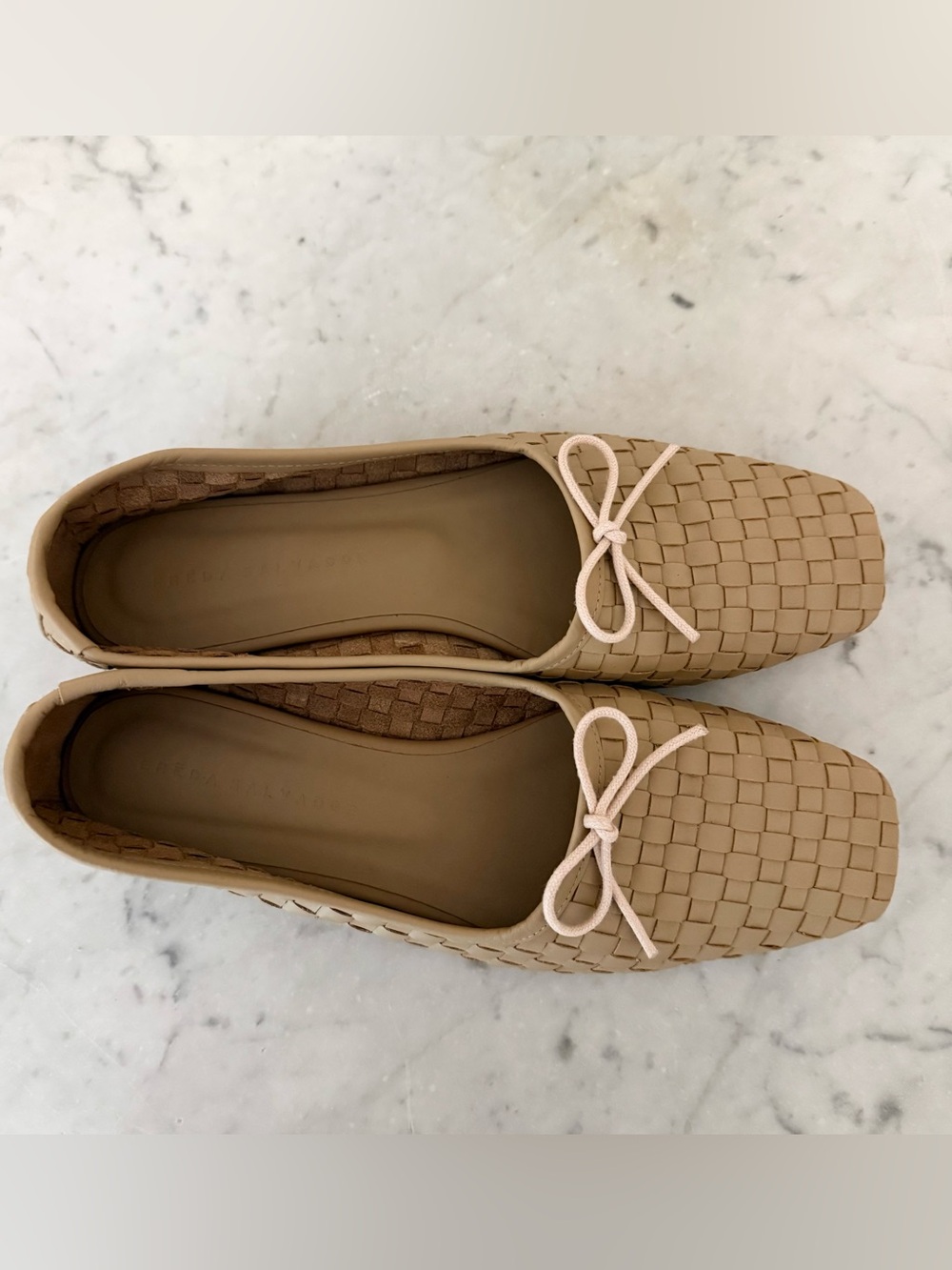 Freda Salvador Jada Leather Woven Ballet Flats in Latte 8.5 - Picture 3 of 5